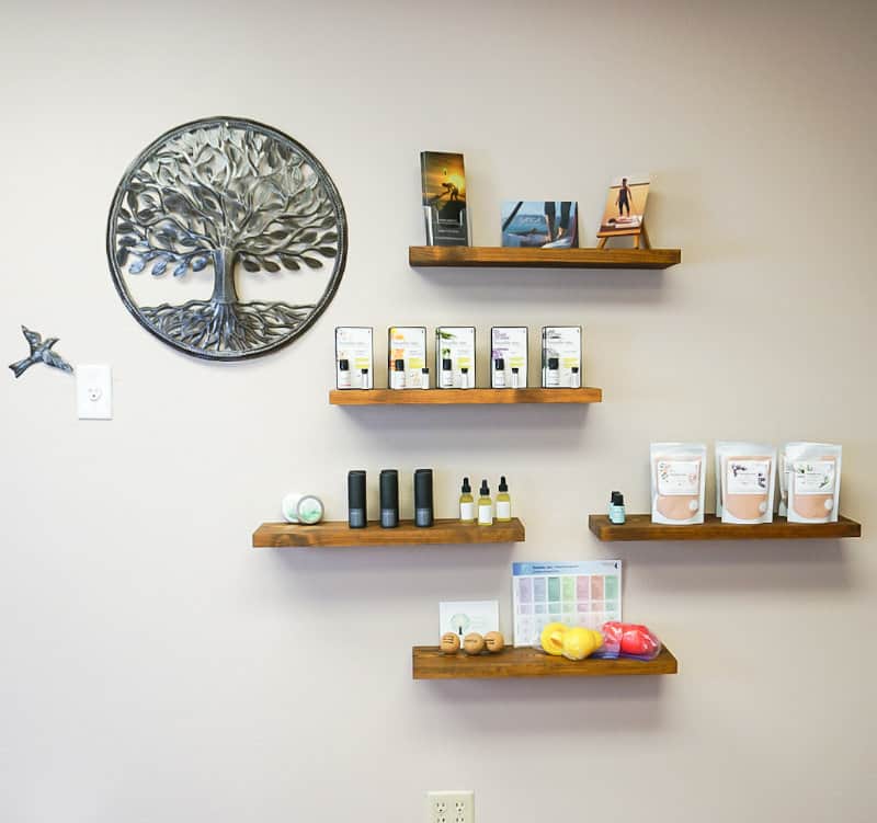 A display of massage gifts available at Whole Being Massage
