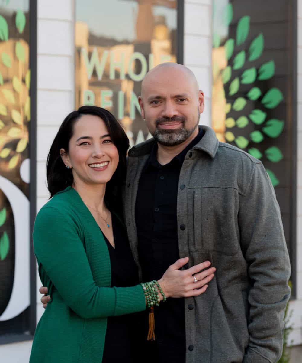 Gwen and Jason smiling, owners of Whole Being Massage and massage therapists in Boise